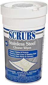 SCRUBS 91930 Stainless Steel Cleaner Towels, 9 3/4 x 10 1/2, 30 Wipes Per Canister