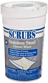 SCRUBS 91930 Stainless Steel Cleaner Towels, 9 3/4 x 10 1/2, 30 Wipes Per Canister