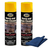 Zep Stove & Oven Cleaner 19 oz (2 Units) & a Blue Microfiber Rag ECBD030-2-Pack Heavy-Duty Baked-On Grease Remover for Oven Interiors, Stovetops