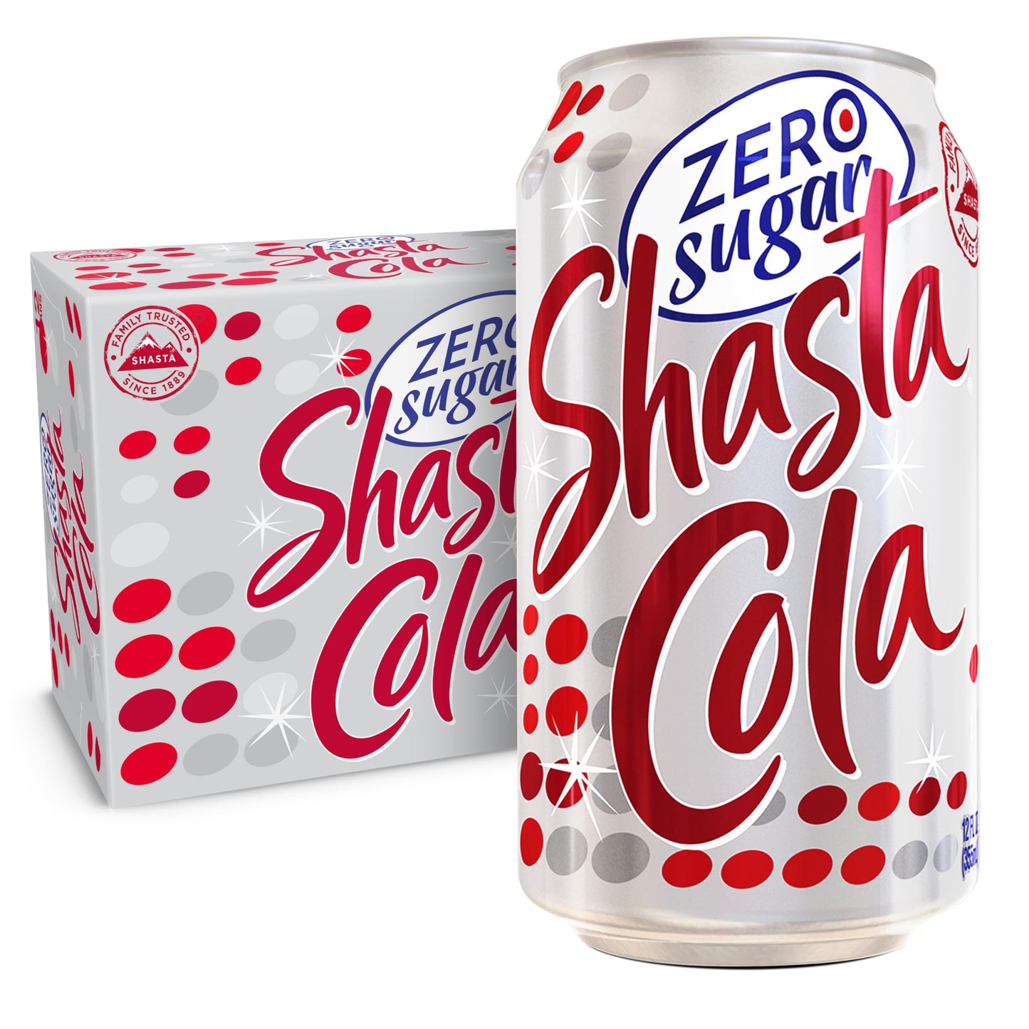 Shasta Zero Sugar Cola | 12-Pack of 12oz Cans | Bold Cola Taste | Sugar-Free | Zero Calories | Caffeinated