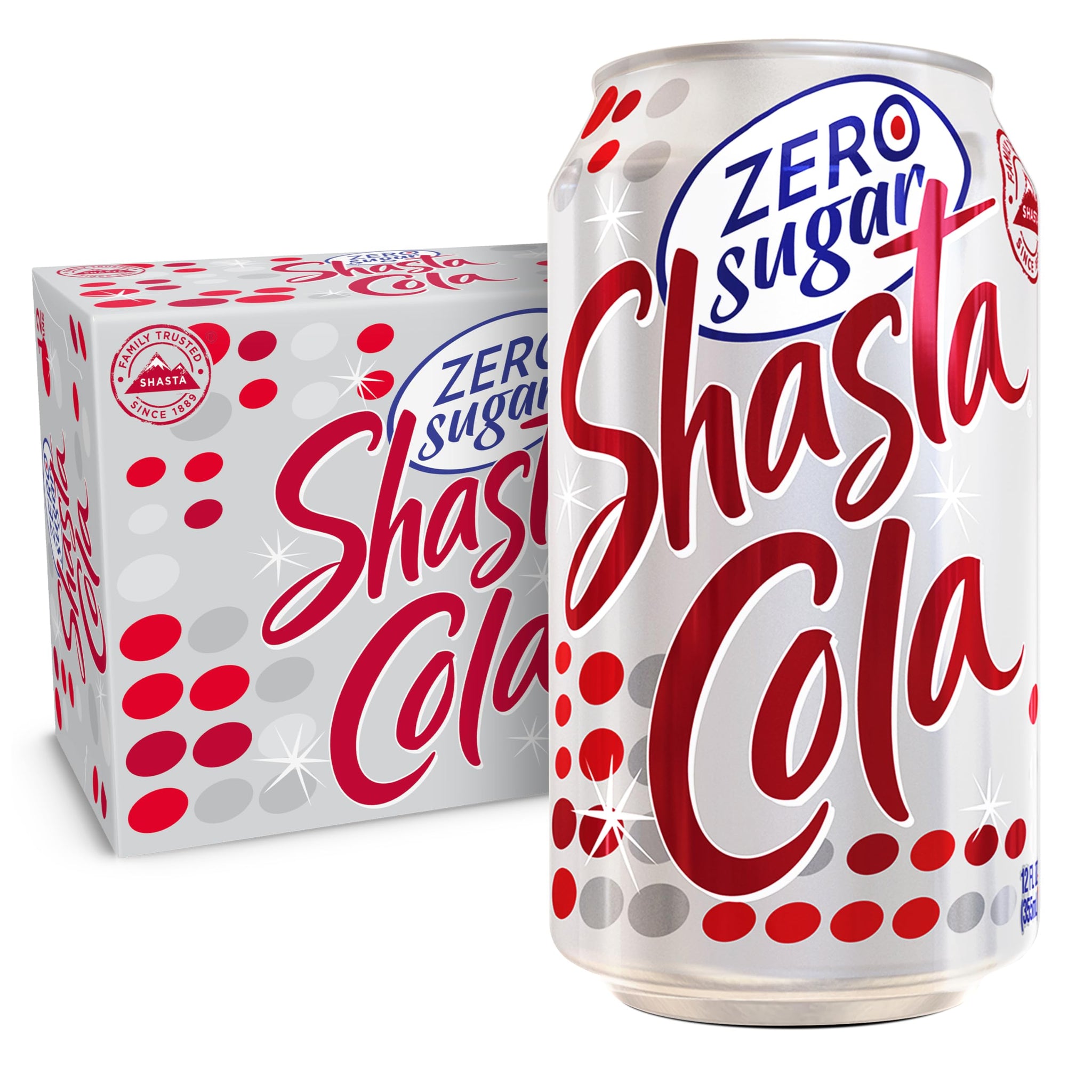 Shasta Zero Sugar Cola | 12-Pack of 12oz Cans | Bold Cola Taste | Sugar-Free | Zero Calories | Caffeinated