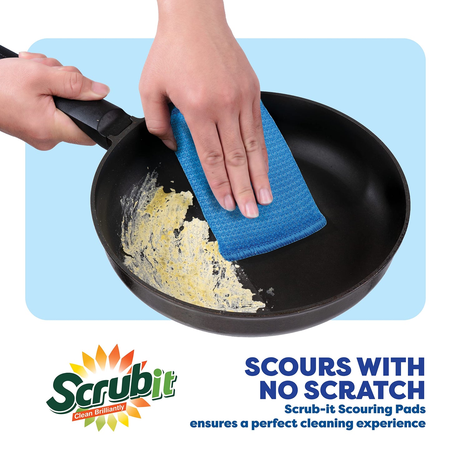 SCRUBIT Multi-Purpose Scouring Pad - Non-Scratch Cleaning Sponges for Pots, Pans, Dishes, Utensils & Non-Stick Cookware - Scrubbing Pads Use