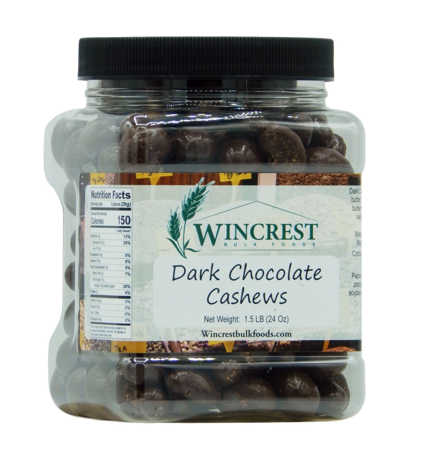 WinCrest Dark Chocolate Cashews (1.5 Lb Tub)
