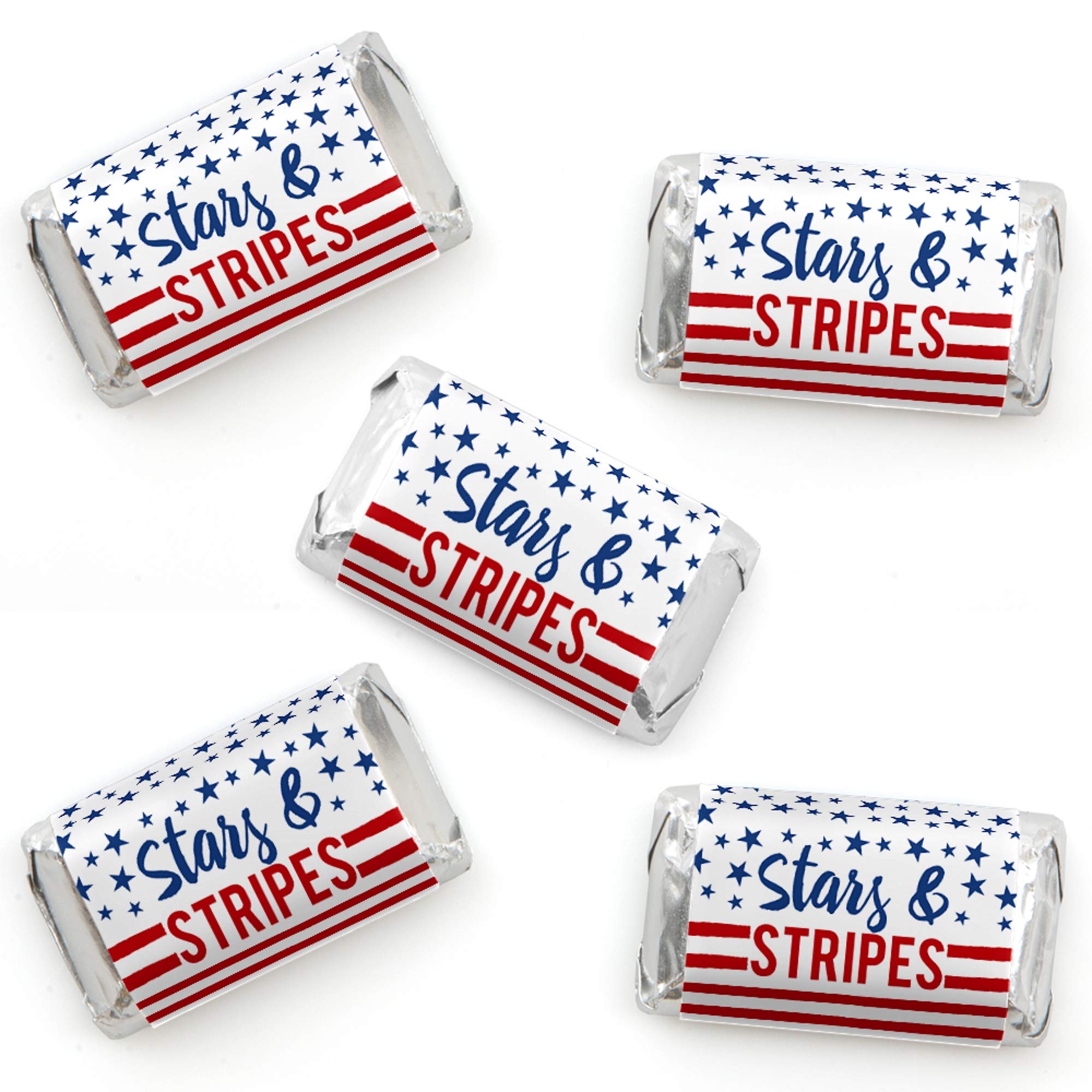 Stars and Stripes - 4th of July Mini Candy Bar Wrapper Stickers - 40pc