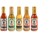 Black Bee Bee Hive Hot Sauce Gift Set (5 Pack) - Citrus Thyme Jalapeño, Pineapple Coconut & Habanero, Apple Rosemary & Habanero, Honey Basil & Red