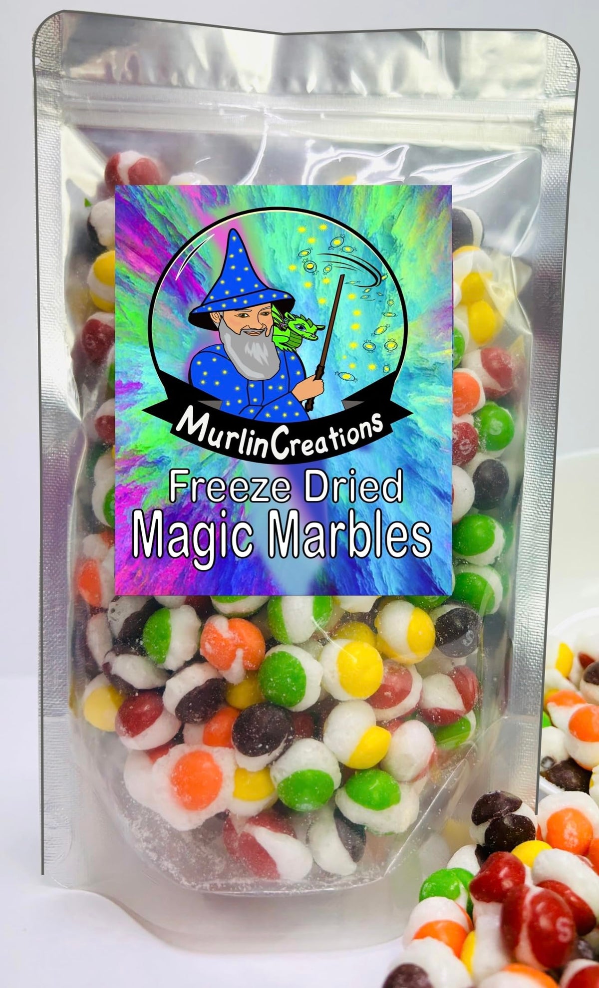 Magic Marbles Freeze Dried Candy - Original Flavors - Strawberry, Orange, Lemon, Lime & Grape Intensified With An Exciting CRUNCH!, 8oz