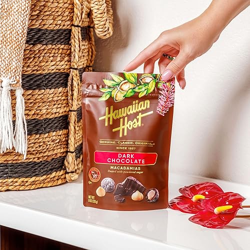 Hawaiian Host Paradise Collection - Dark Chocolate Macadamia Nuts - 8 Oz Bag