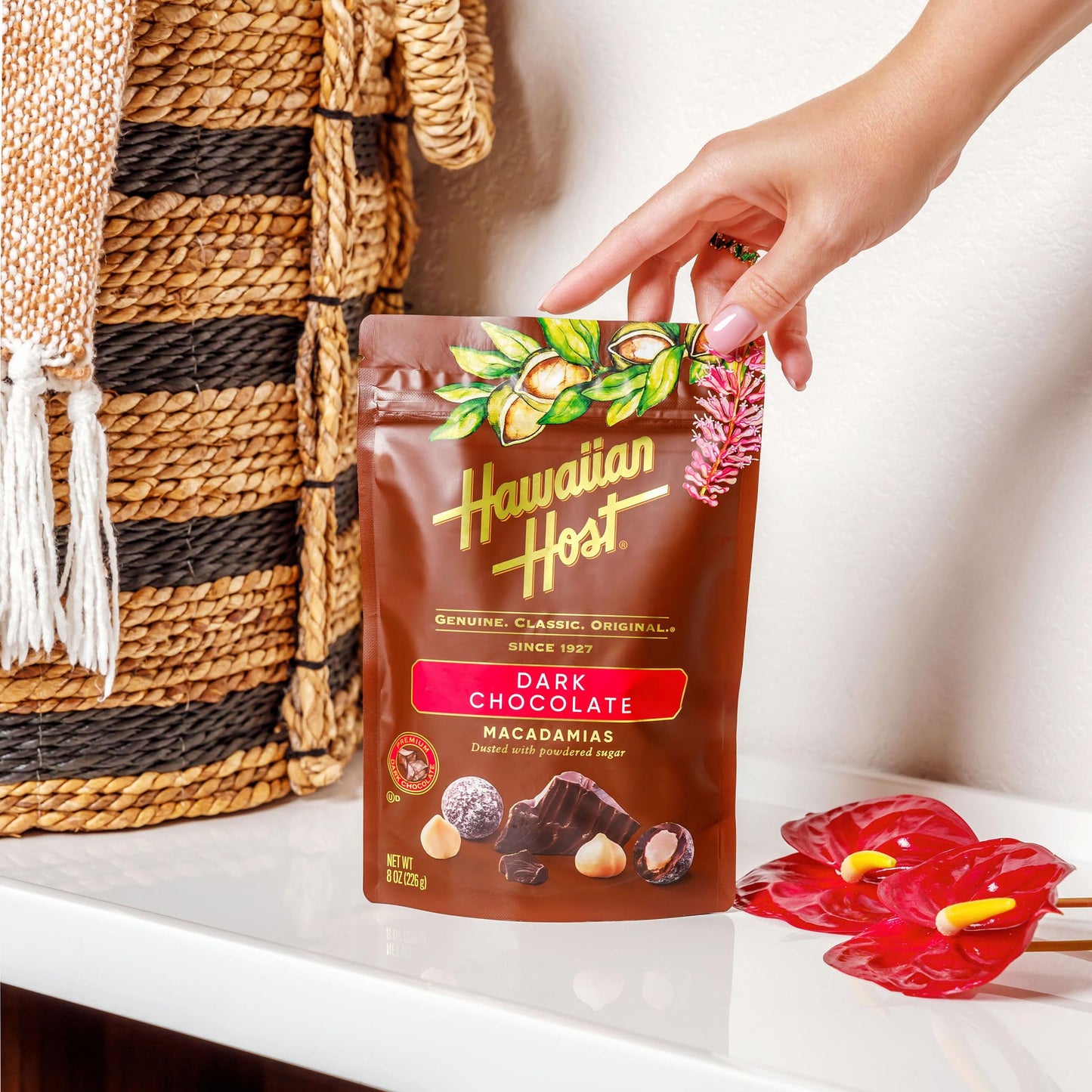 Hawaiian Host Paradise Collection - Dark Chocolate Macadamia Nuts - 8 Oz Bag