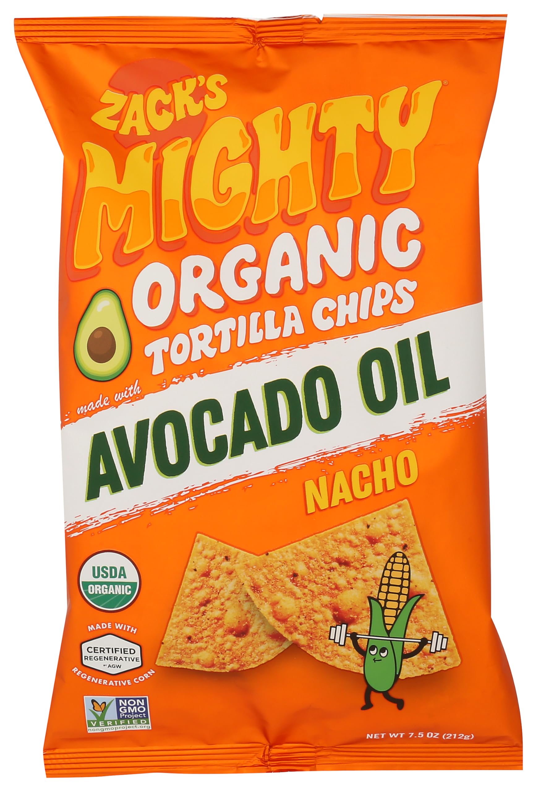 Zack's Mighty Organic Avocado Oil Nacho Tortilla Chips, 7.5 OZ