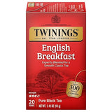 Twinings English Breakfast Black Tea Individually Wrapped Bags, 20 Count (Pack of 1), Flavourful, Robust, Caffeinated, Enjoy Hot or Iced, 20 Teabags