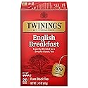Twinings English Breakfast Black Tea Individually Wrapped Bags, 20 Count (Pack of 1), Flavourful, Robust, Caffeinated, Enjoy Hot or Iced, 20 Teabags