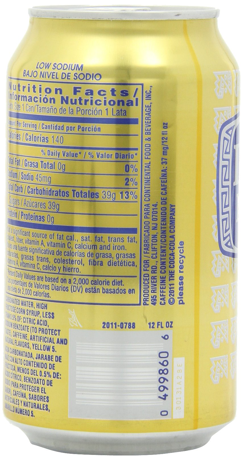 Inca Kola Golden Carbonated Beverage Soda - la kola dorada - 12 oz cans - 24pk