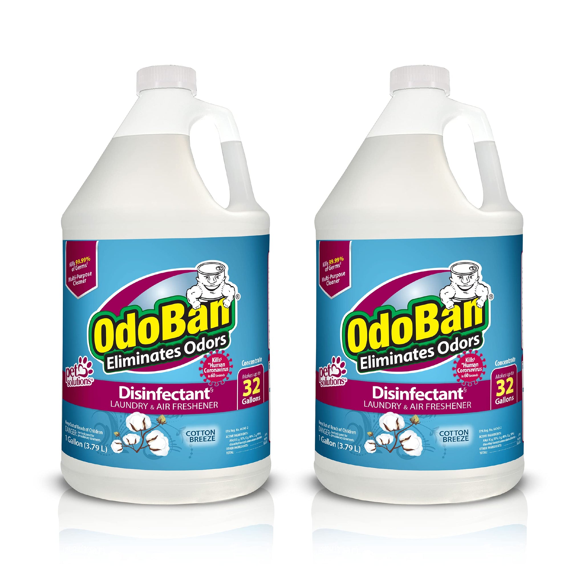 OdoBan Disinfectant Concentrate and Odor Eliminator, Made in the USA, Cotton Breeze Scent, 2 Gallons
