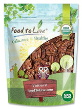 Food to Live Organic Dry Roasted Pecan Halves, 8 Ounces - Non-GMO, Unsalted Nuts, Oven Roasted, No Oil Added, Vegan, Kosher, Shelled, Bulk. Good