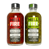 Hell Fire Detroit Cherry Bomb & Jalapeño Combo (Medium) Hot Sauce, Crafted with Fresh, Fire-Roasted Chile Peppers, All-Natural, Vegan, Gluten-Free