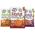 Lenny & Larry's FITZELS Protein Pretzels [GAME DAY Variety Pack] - 12 x 3oz Bags of High Protein Snacks with 20g Plant Based Protein - Incredibly