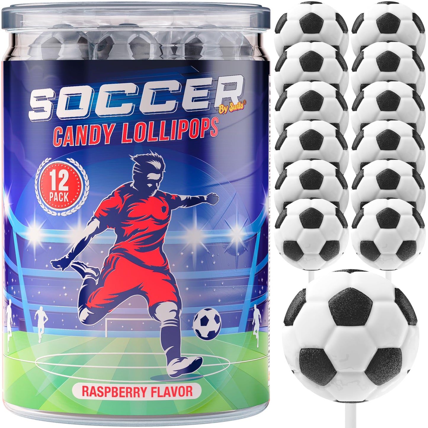 Soccer Lollipops 12pk- Soccer Candy For Soccer Party Favors - Soccer Ball Candy For Soccer Birthday Party Decorations-Soccer Suckers & Snacks Soccer