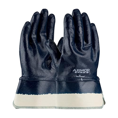 ArmorLite 56-3176/XL Nitrile Dipped Glove with Interlock Liner and Smooth Finish on Full Hand, Plasticized Safety Cuff