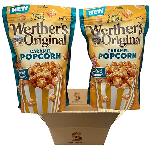 Salted Caramel Popcorn Sweet and Salty, 5.29 oz, 2-Pack - Gourmet Snack for Movie Nights, Parties, and Gifting