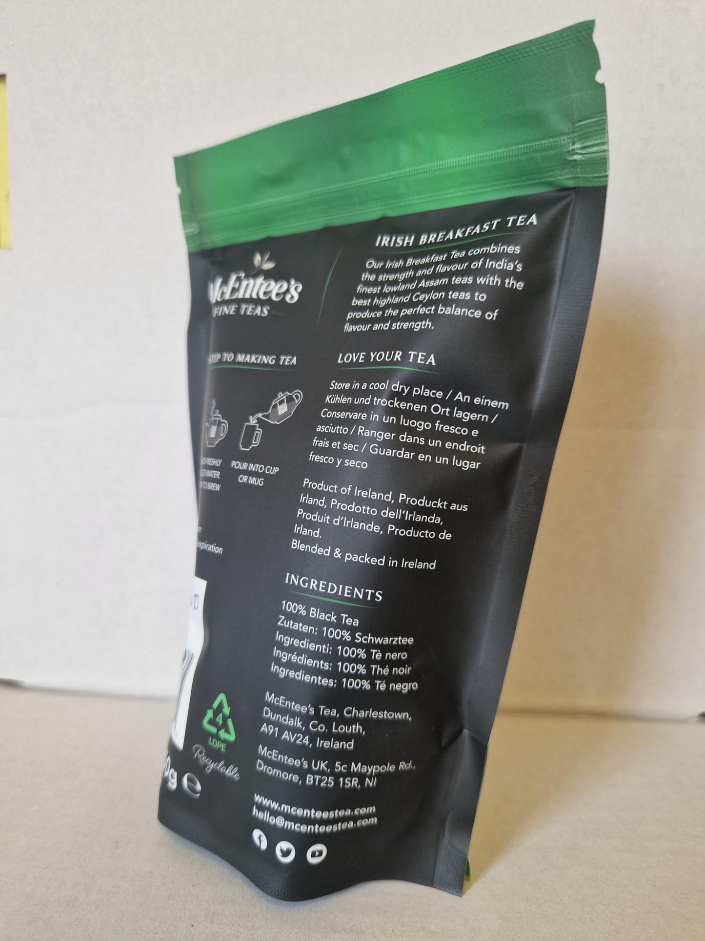McEntee's Irish Breakfast Tea 250g / 8.81 oz Bag - BLENDED IN IRELAND - STRONG & CITRUSY - Ceylon and Assam