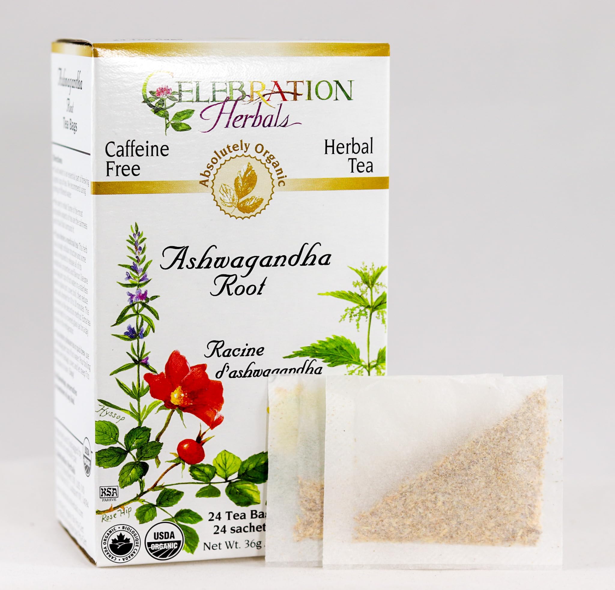 Celebration HERBALS Ashwagandha Root Organic 24 Bag, 0.02 Pound