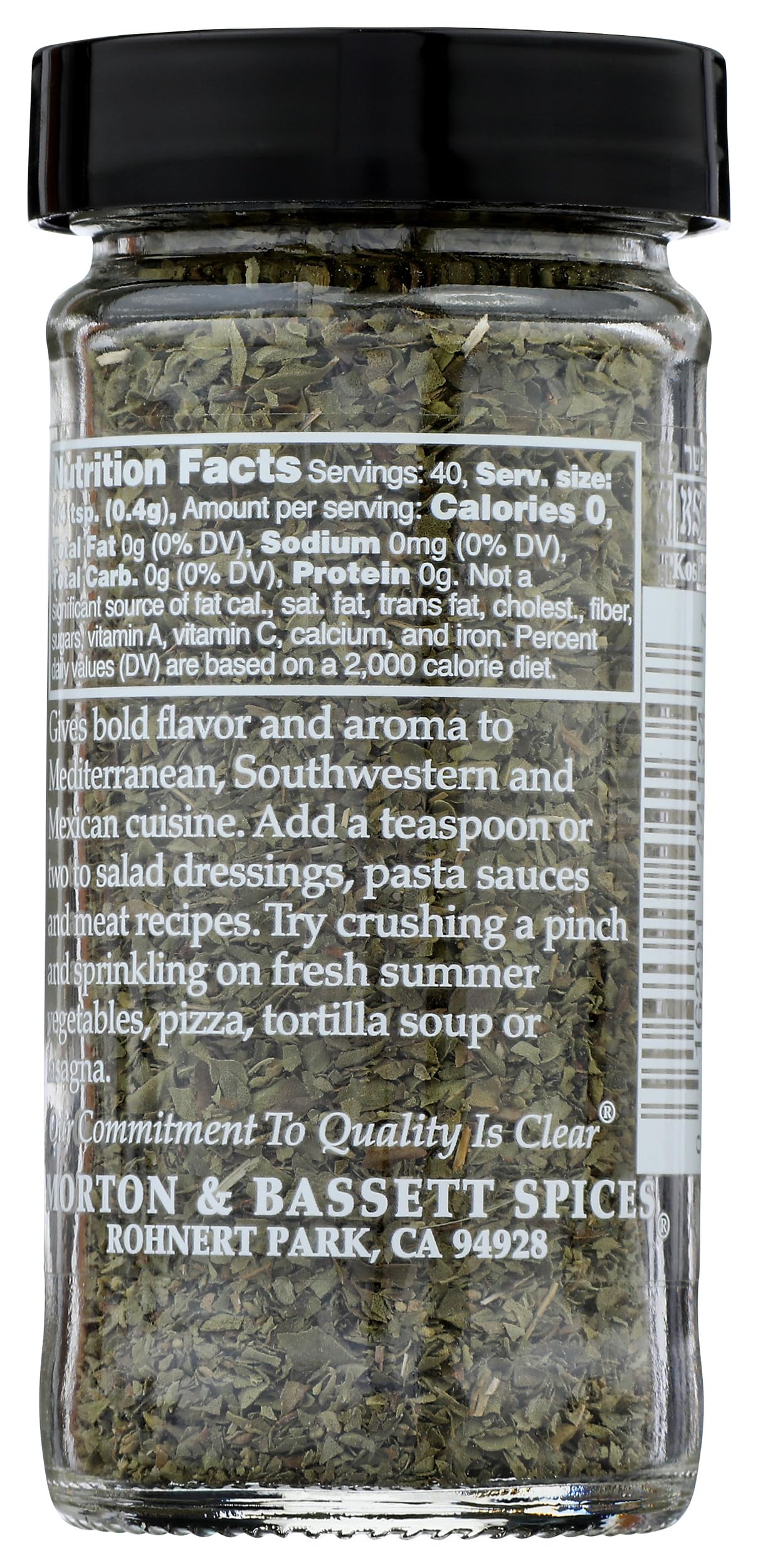 Morton & Bassett Oregano, 0.6 oz - Non-GMO, Salt-Free, Aromatic Herb for Pasta, Pizza & Mediterranean Cuisine