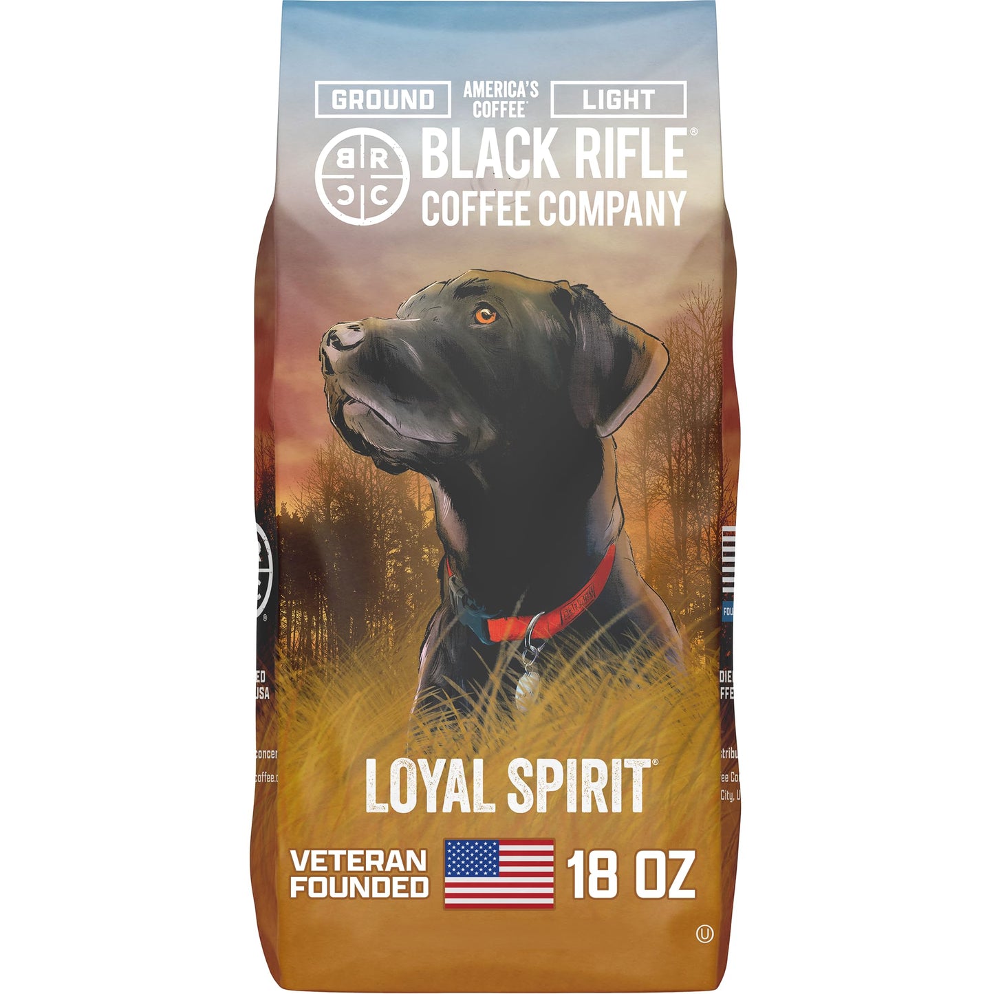 Black Rifle Coffee Company Loyal Spirit, 18oz Bag, Ground Coffee Light Roast - Roasted Blend Made from Arabica Beans - Colombian & Brazilian Beans