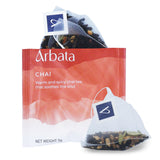 Arbata Masala Chai Tea, 12 Pyramid Tea Bags - Artisanal Caffeinated Black Tea with Ginger, Cinnamon, Cardamom & Spices, Naturally Flavored Spiced Chai
