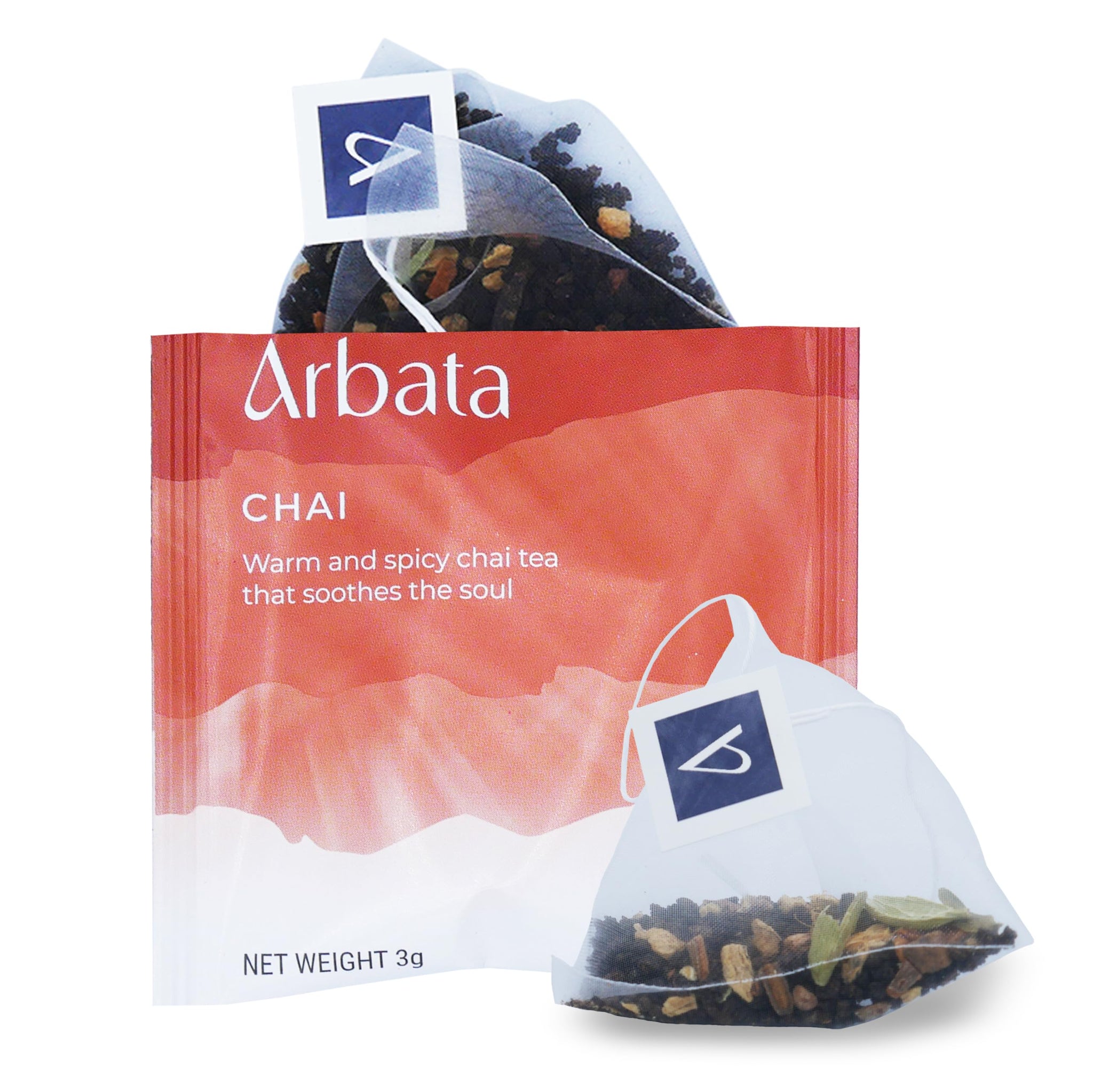 Arbata Masala Chai Tea, 12 Pyramid Tea Bags - Artisanal Caffeinated Black Tea with Ginger, Cinnamon, Cardamom & Spices, Naturally Flavored Spiced Chai