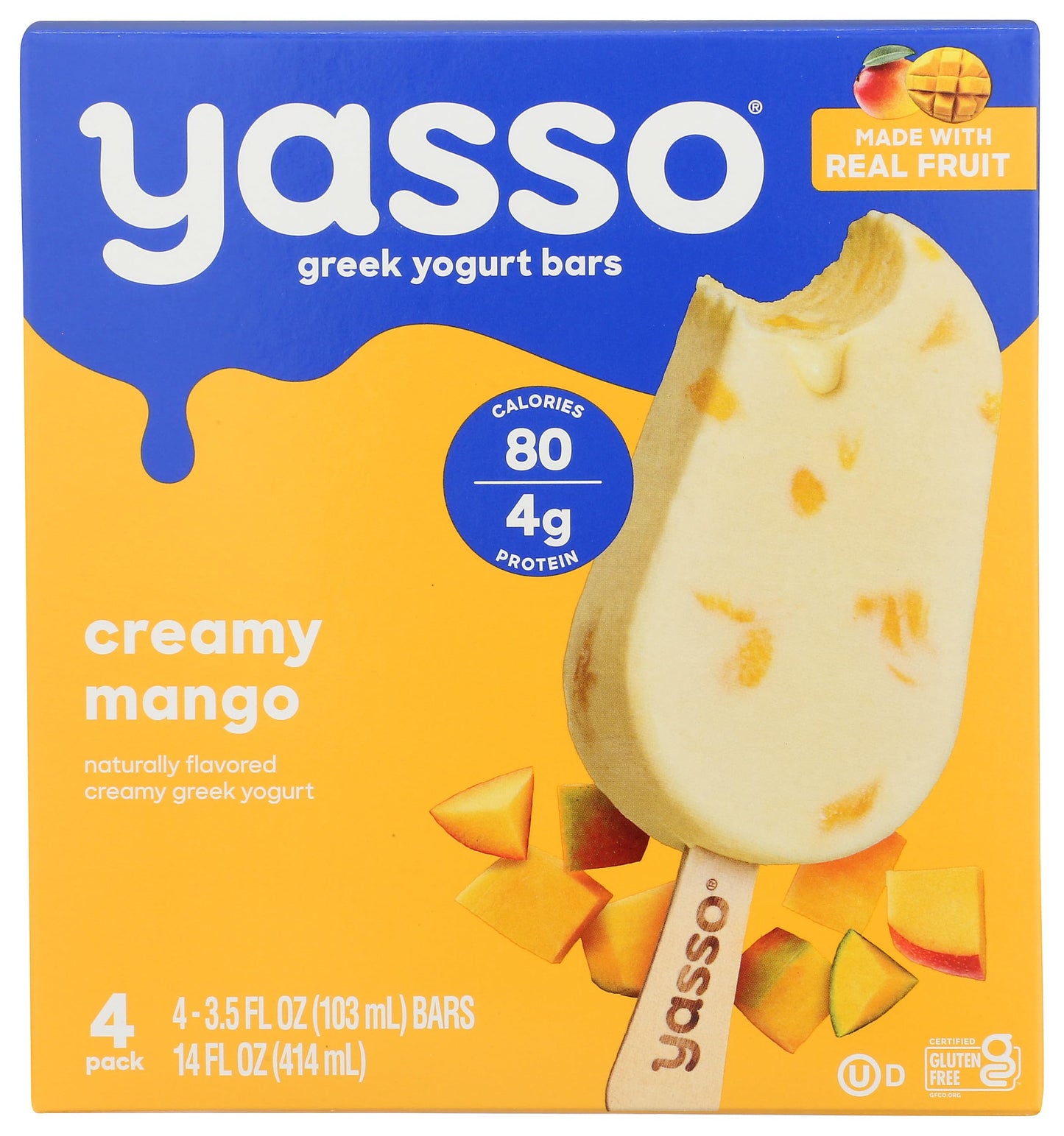 Yasso Creamy Mango Greek Yogurt Bars, 14 FZ
