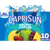 Capri Sun Flavored with Other Natural Flavor Juice Drink Blend, 10 Pouches, for School Lunches and On-the-Go Hydration, Pacific Cooler, All Natural