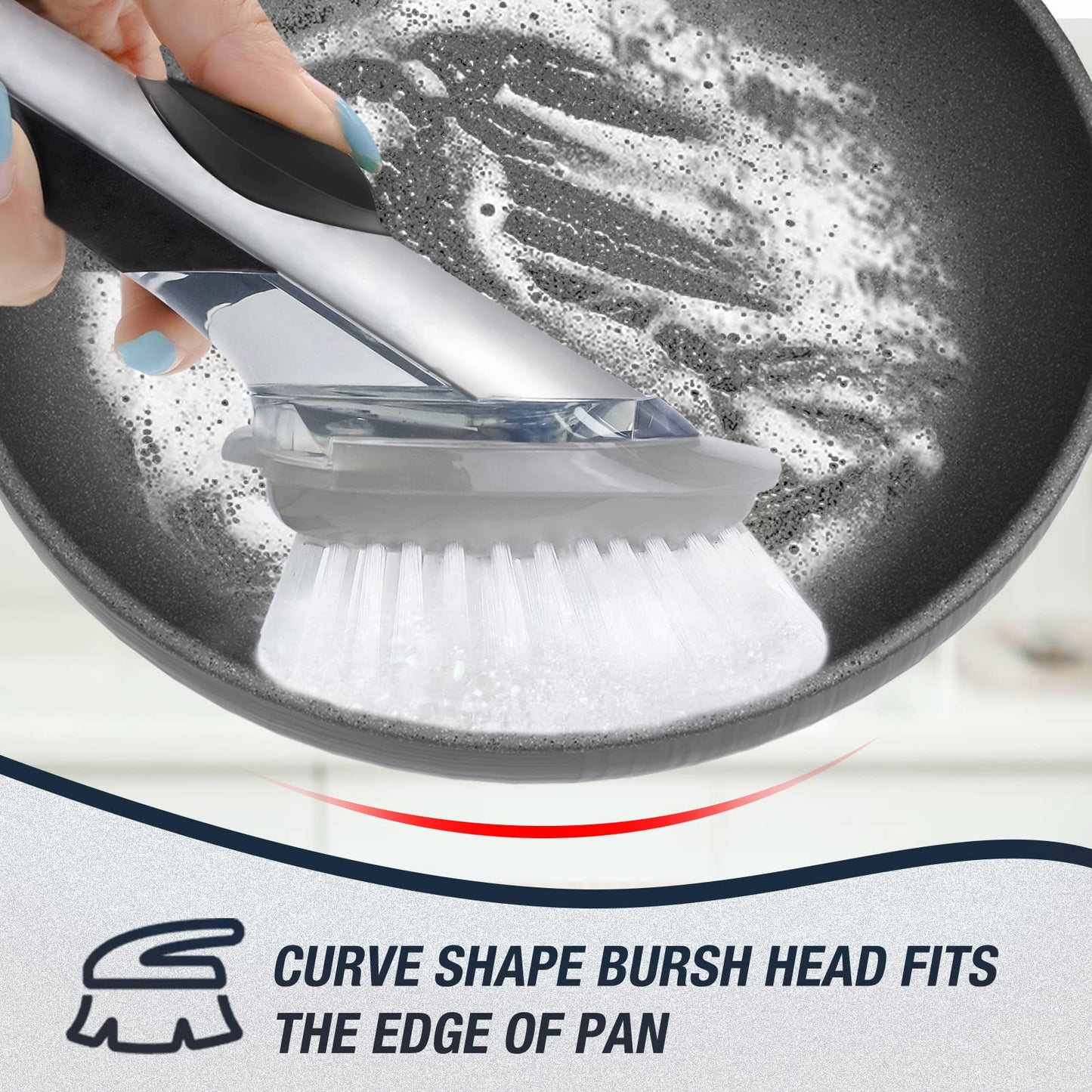 Brush Refills for OXO Dish Brush - 4 Pack Dish Brush Cleaning Soap Dispensing Head Replacement for Scrubber(Grey)