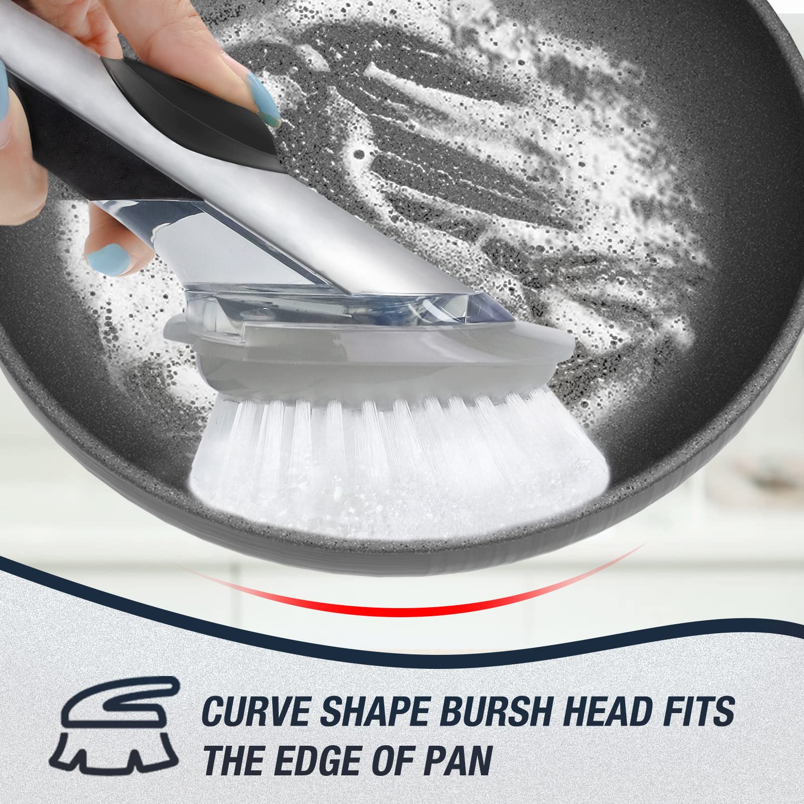 Brush Refills for OXO Dish Brush - 4 Pack Dish Brush Cleaning Soap Dispensing Head Replacement for Scrubber(Grey)