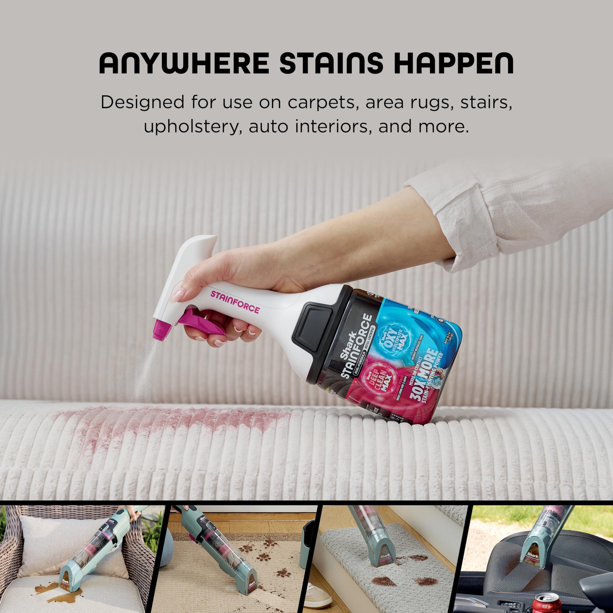 Shark StainForce Dual-Formula Refill Cartridge, Value 2-pack, Stain & Odor Remover for Shark StainForce Portable Stain Cleaner, for Carpet, Area Rug