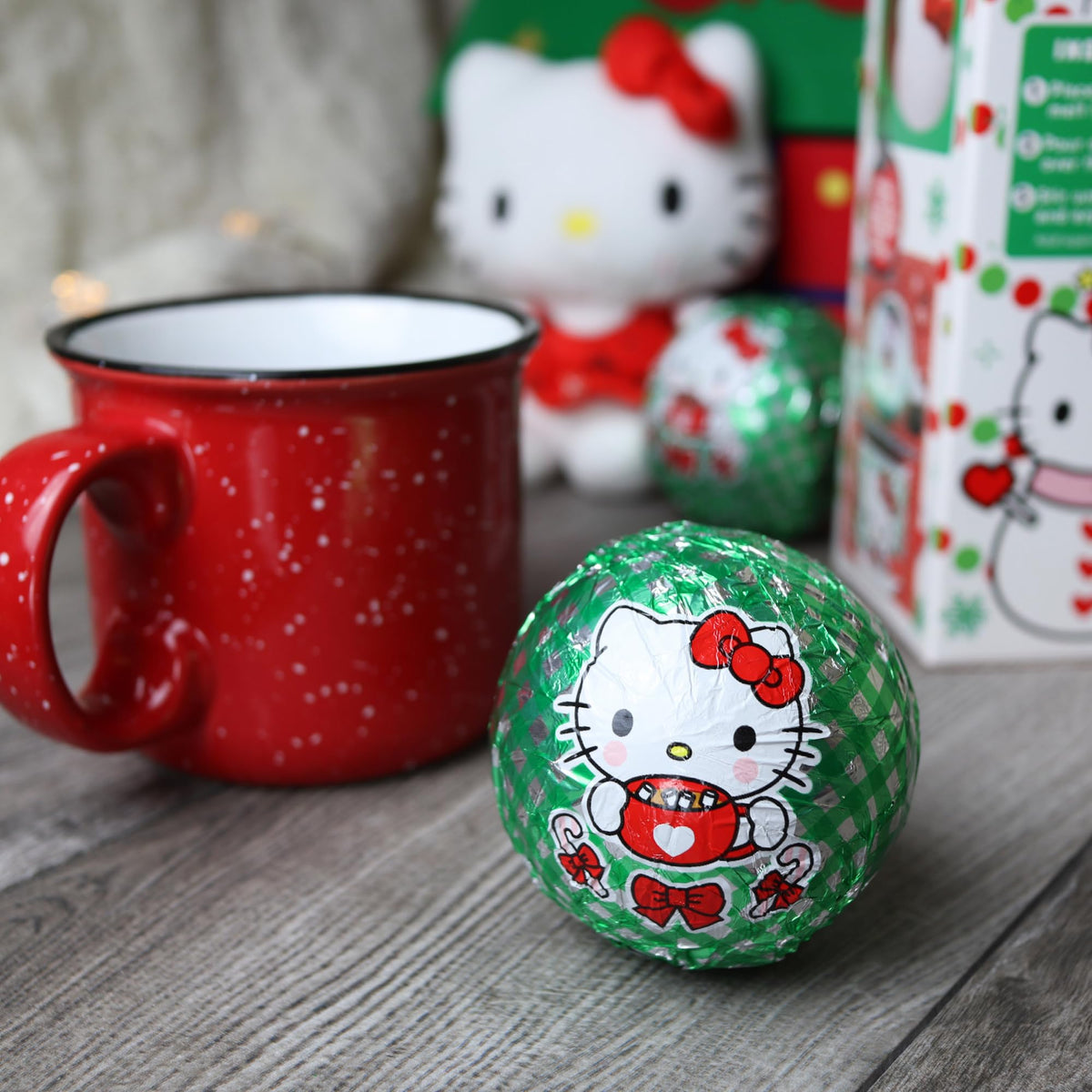 Limited Edition Christmas Hello Kitty Milk Chocolate Balls, Hot Cocoa Melts with Marshmallows, Holiday Stocking Stuffers for Teens, 2.12 Ounces (Pack