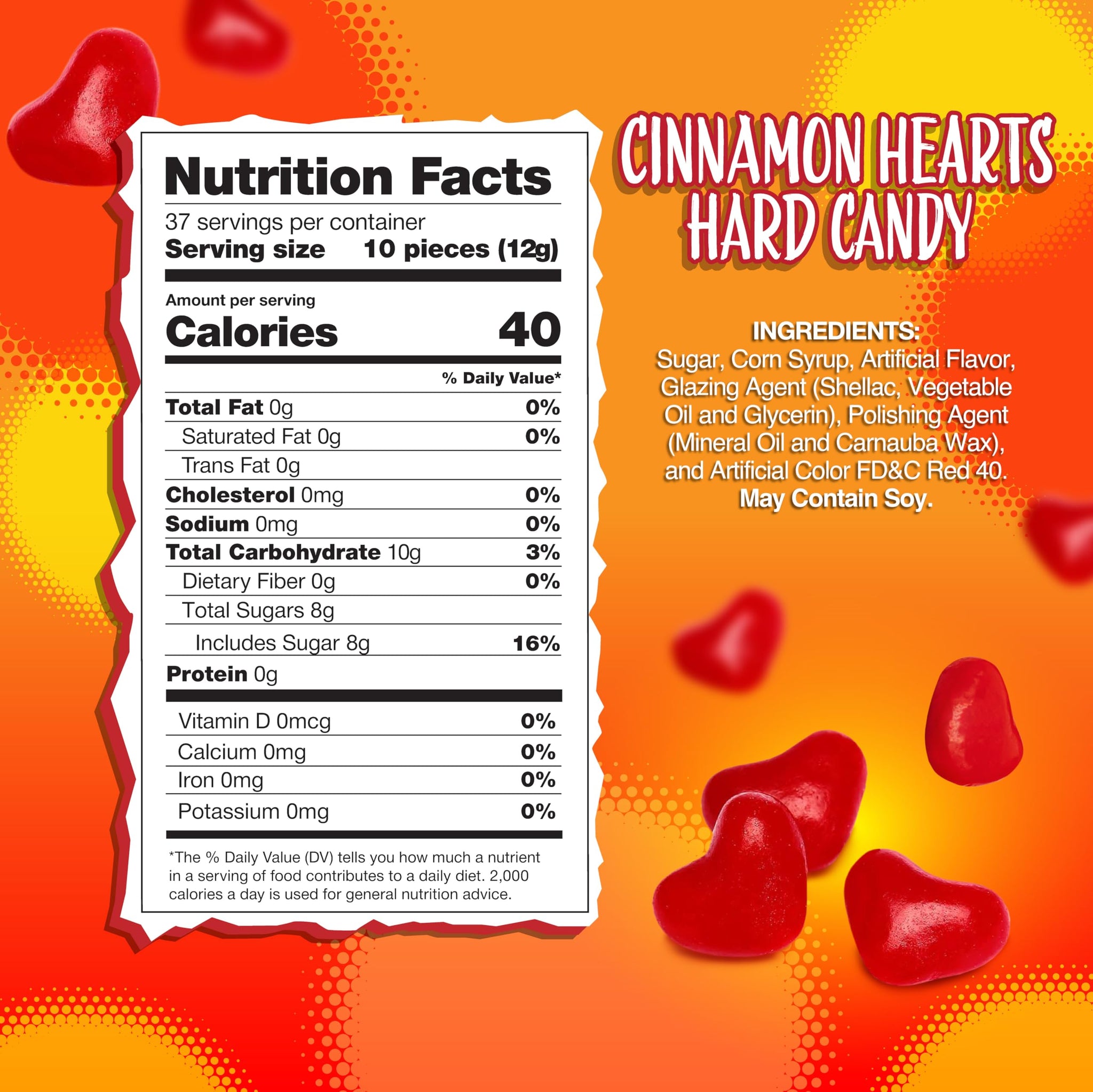 Cinnamon Hearts | 1 Pound Bag | Cinnamon Candy | Classic Heart Shaped Candy Bits for Baking, Decorating, Gifting, and Snacking | Spicy Nostalgic