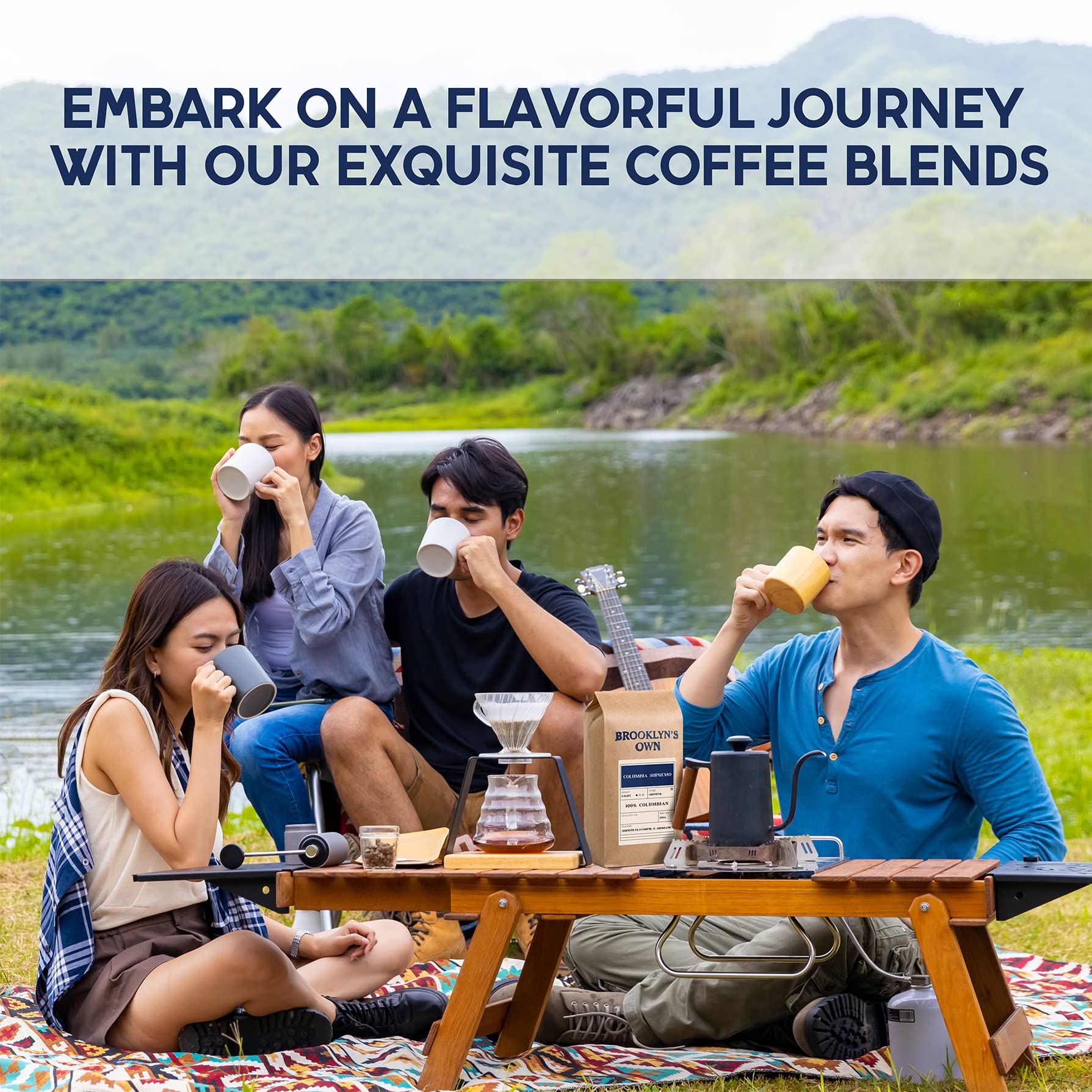 Brooklyn's Own Dark Roast House Blend Ground Coffee - 100% Arabica From Brazil, Sumatra and Ethiopia (2 LB)