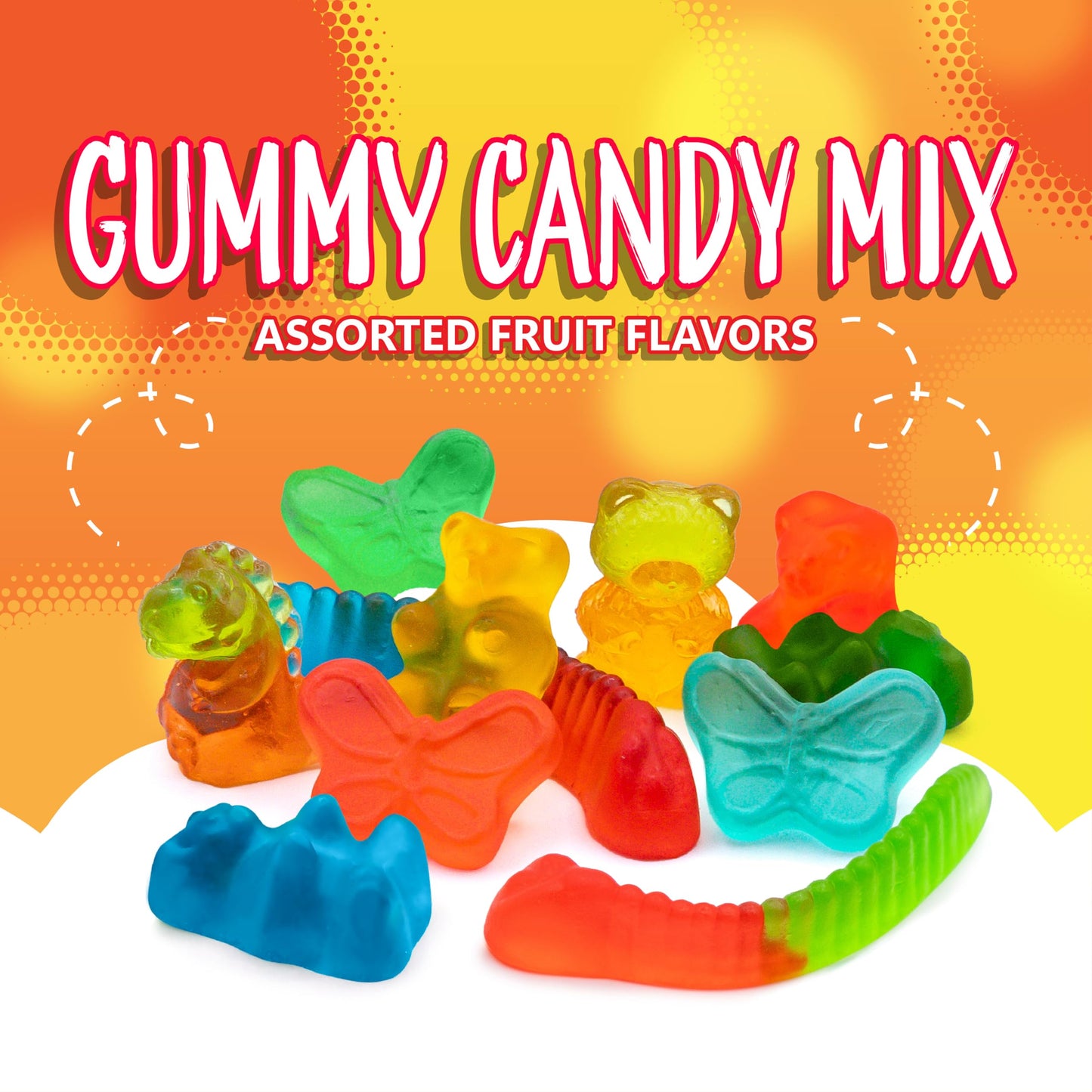 Gummy Candy Mix | 2 Pound Variety Pack | Gummy Worms, Bears, Butterflies, 3D Bears, 3D Dinosaurs | Assorted Fruit Flavors Gummies | Chewy Candy