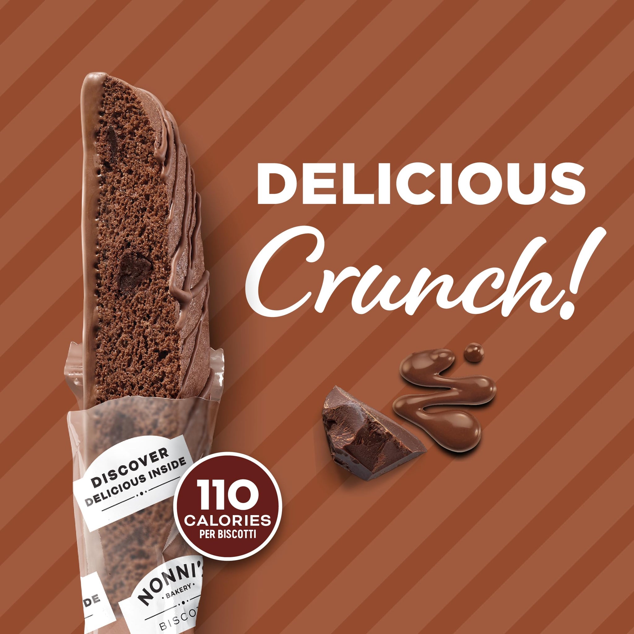 Nonni's Triple Chocolate Biscotti, Individually Wrapped Italian Cookie Snacks, 8 Servings (Pack of 1)