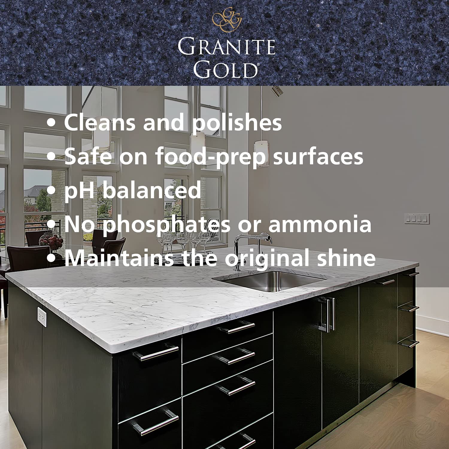 Granite Gold Quartz Clean & Shine Streak-Free Cleaner, Deeps Cleans and Polishes Quartz and Natural Stone Surfaces Including Silestone, LG, and More