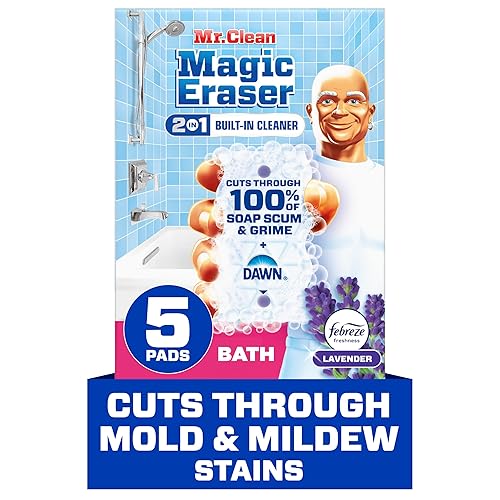 Mr. Clean Magic Eraser Sponge, Bathroom Cleaner, Shower Cleaner, Tub Cleaner, Soap Scum Remover, Bathroom Cleaning Supplies, Dawn Cleaning Power