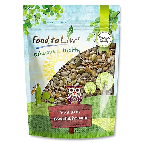 Food to Live Dry Roasted Sunflower and Pumpkin Seed Mix with Himalayan Salt, 2 Pounds - Oven Roasted, Lightly Salted, No Oil, Rich in Protein, Perfect