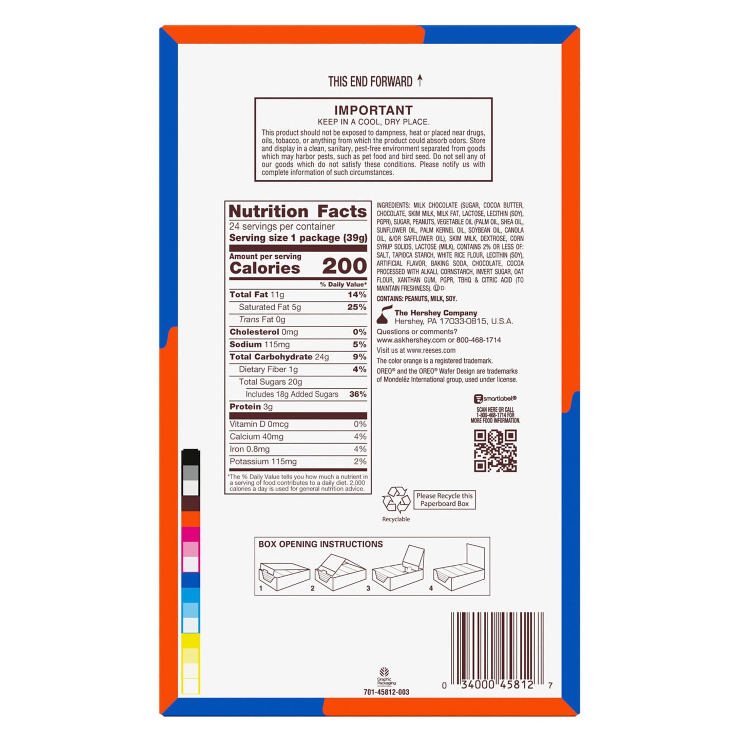 REESE'S Oreo Milk Chocolate and White Creme Peanut Butter Cups, Candy Packs, 1.4 oz (24 Count)