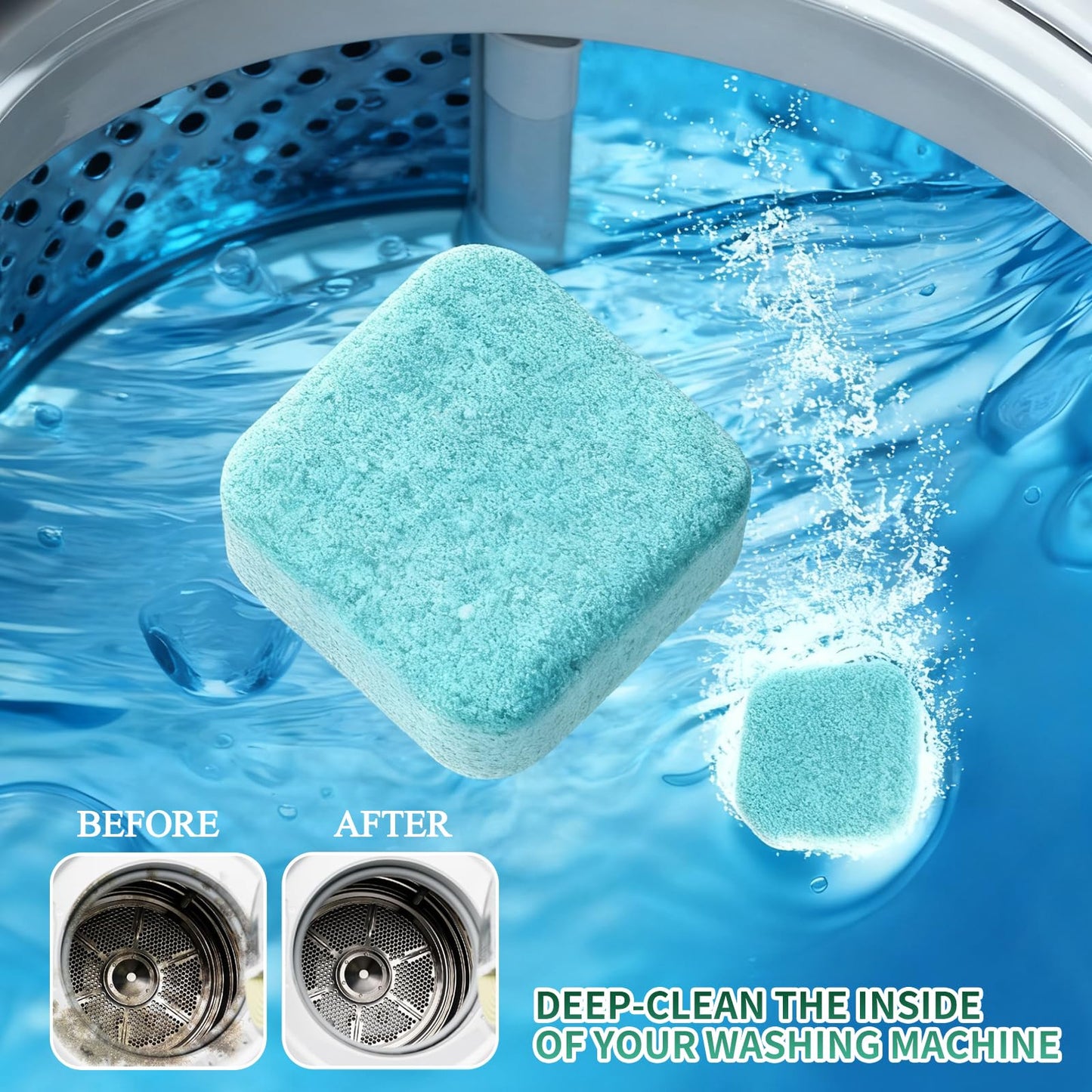 SOPAMI Washing Machine Cleaner Tablets 12 Pack, Deep Clean HE Front Load Top Load Washer, Remove Stubborn Pet Hair Odors, Septic Safe Pet Owner