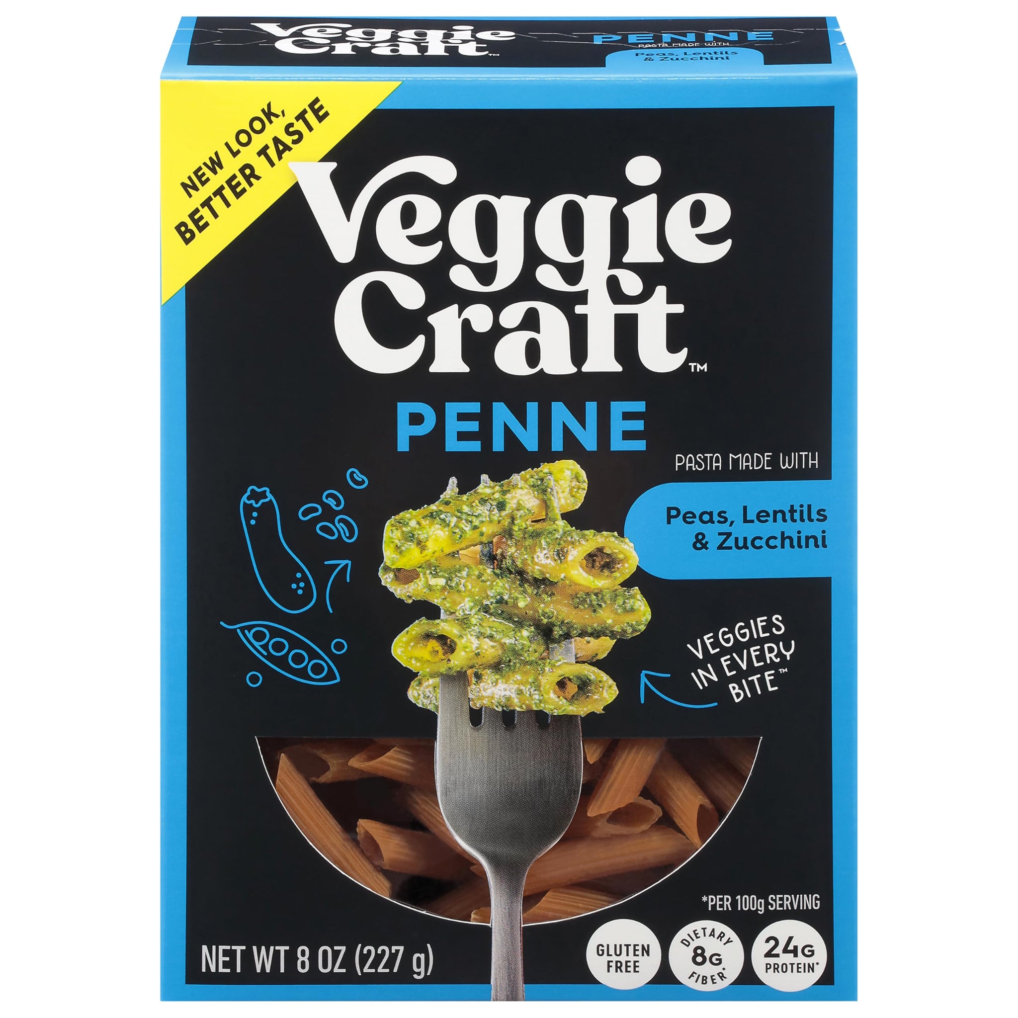 Veggiecraft Farms Penne Pasta - Low Carb, Protein Lentil Pasta with Peas & Zucchini, Plant Based, Keto-Friendly, Gluten Free, Vegan - 8 Oz