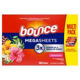 Bounce Mega Dryer Sheets, Paradise Blossom, 180 Count, Mega Fabric Softener Sheets with Static Control, Wrinkle Reduction, Extra Softness, Lasting