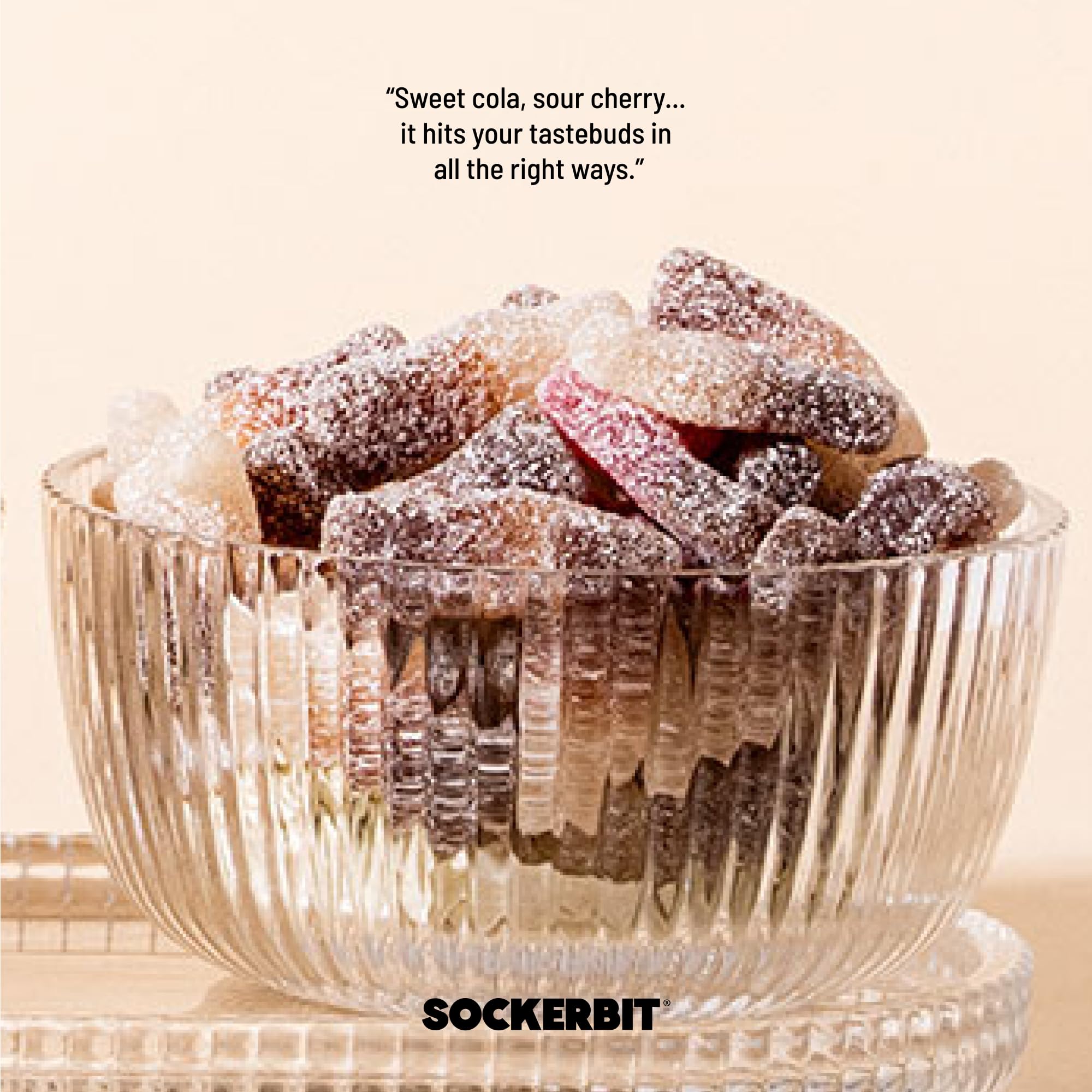 Sockerbit Swedish Candy Sour Cherry Cola Gummies, 5 Bags, Sweet & Sour Candy Bottle Shapes, Sugar-Coated Chewy Gummies, Gluten Free & Non GMO, 2.82oz