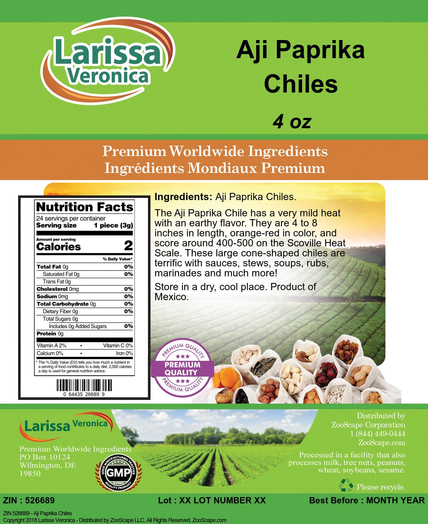 Aji Paprika Chiles (4 oz, ZIN: 526689) - 3 Pack