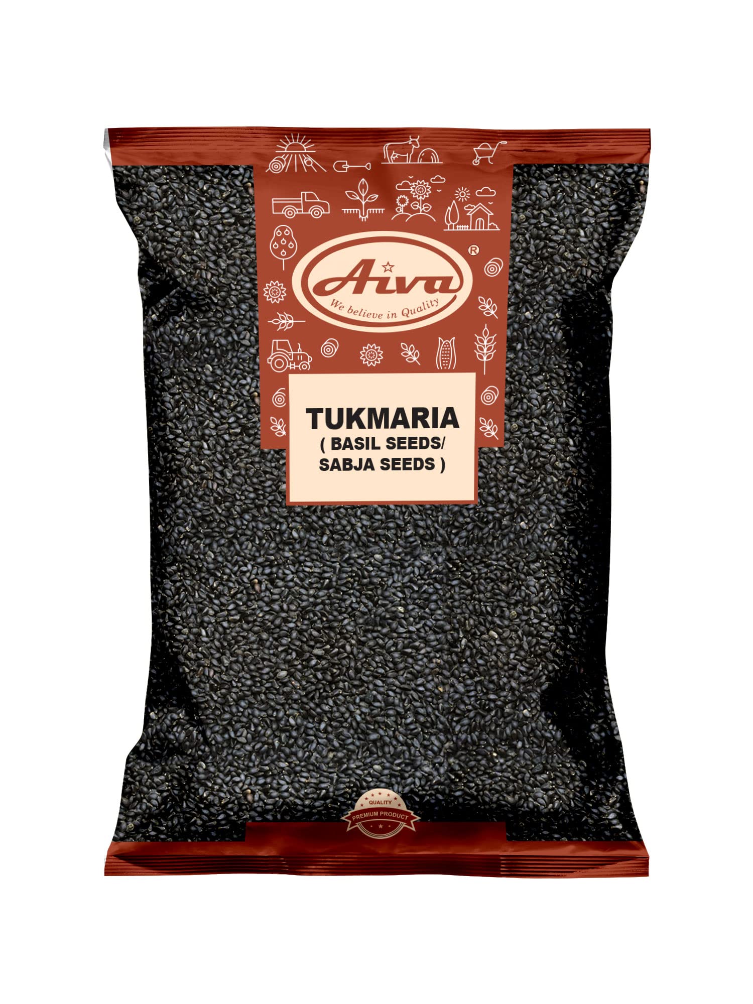 Aiva Tukmaria (Basil Seeds/Sabja Seeds) | Used for Falooda/Sabja Dessert, Indian Whole Herbs | | Vegan | Indian Origin | 7 oz (Pack of 20)
