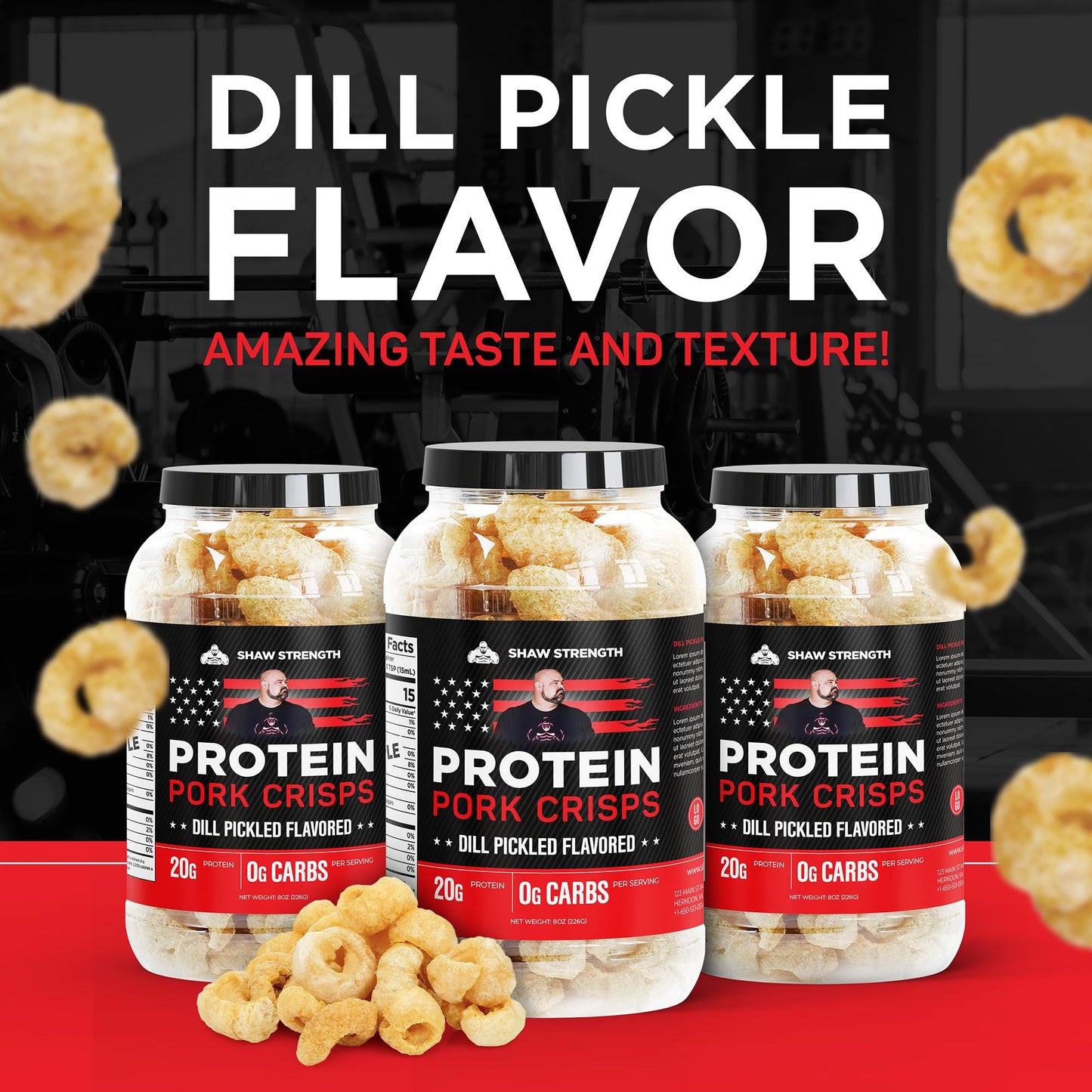 Ol' Uncle Porkers Shaw Strength Protein Pork Rinds (Dill Pickle, 8Oz) Developed for World’s Strongest Man Brian Shaw, Keto-Friendly, High Protein, No